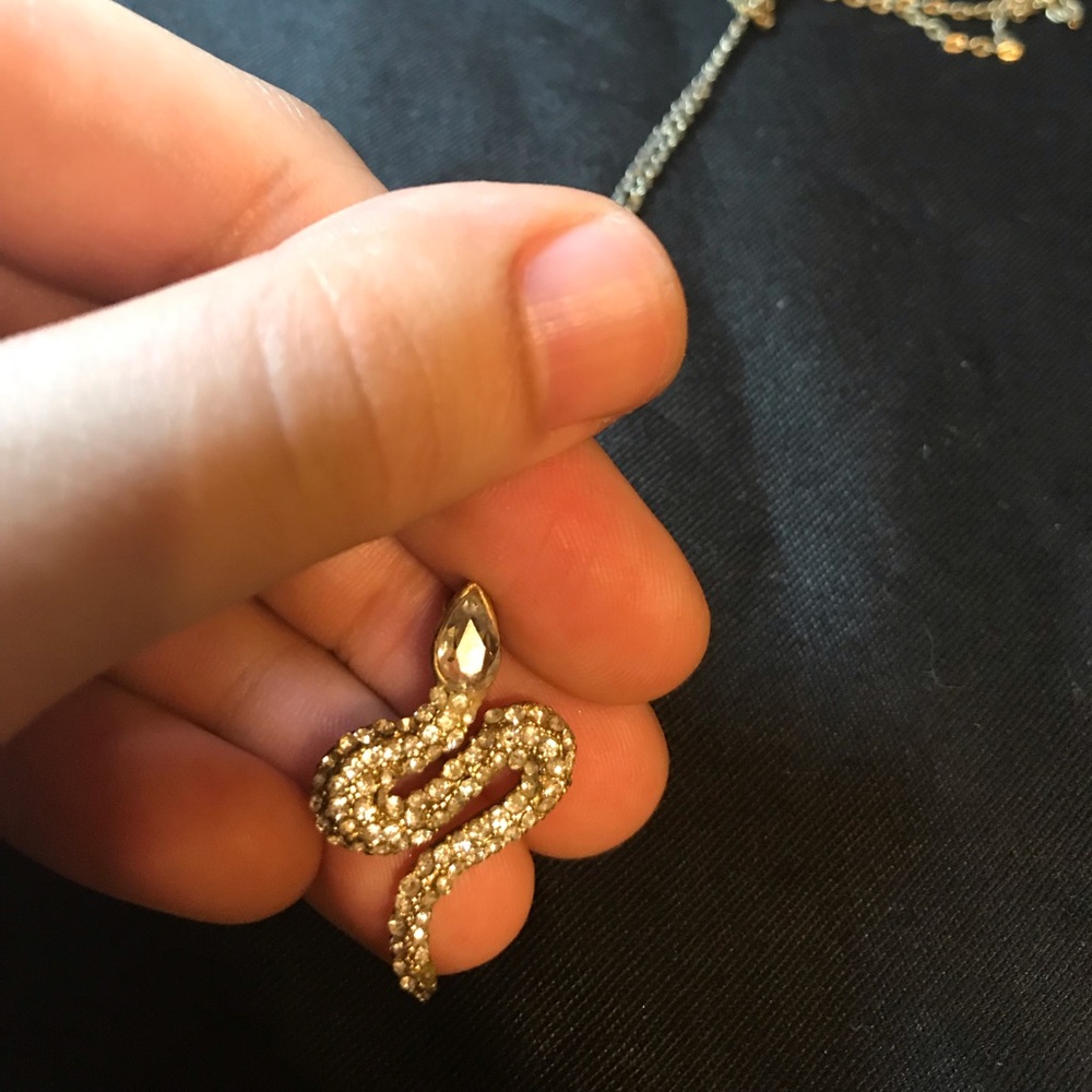 Snake Gem Necklace Pendent Chocker Statement - image 1